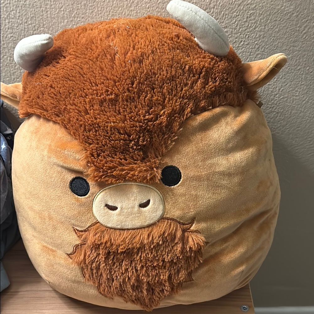 Squishmallows Brown and Tan Accent Pillow with Horns